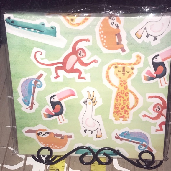 Nursery Animals Print Canvas Wall Art 8.5” x 8.5” - Picture 7 of 9